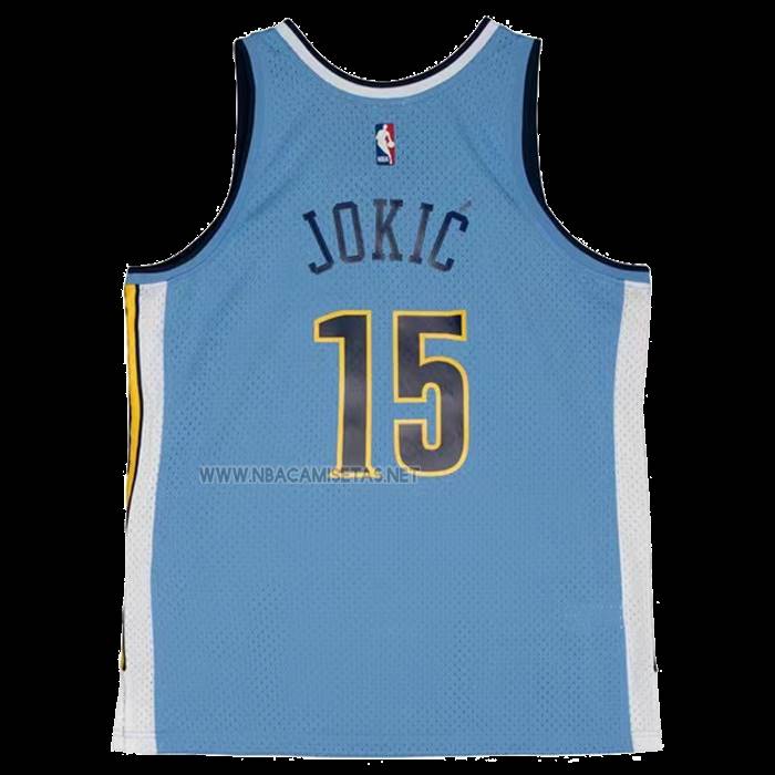 Camiseta Denver Nuggets Nikola Jokic NO 15 Mitchell & Ness 2016-17 Azul